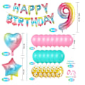 Pikkukuva 2 / 5: Syntymäpäiväkoristeet, sateenkaaren väriset numerot foliosta helium-ilmapalloja vauvan syntymäpäiväjuhliin