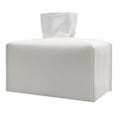 Miniatyrbillede 1 af 5: Vævæskeskrin Cover, Moderne Dekorativ Læder Rektangulær Vævæskeskrin Case Organizer Holder til Kommode, Natbord, Stue - Hvid
