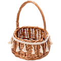 Pikkukuva 5 / 5: Rattan-kukkatikkari, Käsintehty Rustic-kukkien säilytyskori, Kukkakori (kahvalla) Koti- ja Hääjuhla-koristeluun