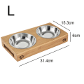 Miniatyrbillede 2 af 5: Foder skål til kæledyr med stativ, hvalpefodring, skridsikker træ, 2 dele