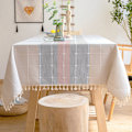 Miniatyrbillede 1 af 5: Tassel dugt Plaid dugt rektangulær bomuld linned
