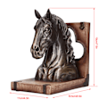 Miniatyrbillede 6 af 8: Multifunktionel Hestehoved Skulptur Resin Heste Bogstøtter til Hjem Kontor Stue BS20900 Bronze Hest