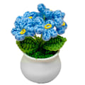 Miniatyrbillede 1 af 5: Blå Håndlavede Hæklet Blomster Forglemmigej Lille Blomsterpotte, Simulering Kunstige Blomster Små Pynt til Hjem Kontor Skrivebords Pynt