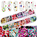 Miniatyrbild 6 av 8: 3D-form Lasermetall 12 lådor Nagelglitter Paljetter Nagelkonst Dekorationer Kromatisk Skönhet Holografisk Paillette Tips (Hjärta)