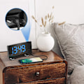 Miniatyrbild 6 av 7: Väckarklockor för Sovrum, Roterbar Vridbar Projektor Ultraklar Projektion Justerbar Ljusstyrka Dimmer för Tunga Sovare Barn Äldre, Högljudd Dubbel
