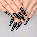 Miniatyrbillede 1 af 6: 24 stk. Dyb Nude Ren Farve Ballerina Lang Kiste Glansende Falske Negle Tryk på Negle Falske Spidser Manicure til Kvinder og Piger