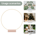 Miniatyrbild 8 av 8: Elegant Design Blomsterbåge Mittpunkt Med Robust Träbas, Mångsidiga Dekorations Metallbågar För Bröllopsfest Babyshower Jul Heminredning,