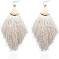 Miniatyrbilde 1 av 7: Bohemske Silke Tråd Fan Frynser Tassel Statement Ørepynt - Lig
