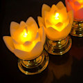Miniatyrbillede 1 af 2: LED Lotus Lampe Farverige LED Blødt Naturligt Lys Livagtigt Sikker Lugtfri Holdbar Buddha Lampe til Soveværelse Kontor Stue Beige