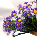 Miniatyrbild 5 av 8: Konstgjorda prästkragar, 4 st konstgjorda blommor grönt plast