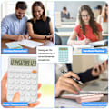 Pikkukuva 4 / 5: 12-numeroinen laskinkone kouluun, pöytäkoon 16 x 11 cm, suuret painikkeet, helppokäyttöinen LCD-näyttö, 15° kalteva näyttö lapsille