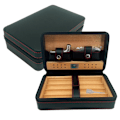 Miniatyrbild 1 av 8: Läder Resväska Cigarr Humidor Case, Bärbar Cedar Trä med