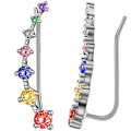 Miniatyrbild 1 av 4: Blingsohrmanschett 7 Kristaller 925 Sterling Silver Hypoallergen