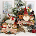 Miniatyrbild 2 av 7: Julkrans med Snögubbedesign, Charmig \"Let it Snow\" Skylt, Krans med Rattanbas för Ytterdörr & Väggdekoration, Återanvändbar Juldekoration