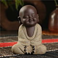 Miniatyrbilde 4 av 4: Buddha-statuer, liten munk, sandfarget keramikk, for hjemmet, klubb, geomantisk