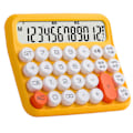 Miniatyrbillede 1 af 5: 12-cifret lommeregner med stor LCD-skærm, store knapper, standard mekanisk switch-lommeregner til kontor, skole, hjem, citron gul