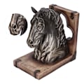 Miniatyrbillede 8 af 8: Multifunktionel Hestehoved Skulptur Resin Heste Bogstøtter til Hjem Kontor Stue BS20900 Bronze Hest