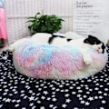 Miniatyrbillede 4 af 5: Rund Donut Seng Til Hund Kat Plys Soothing Comfy Sovemadras Kurv Farve 40cm