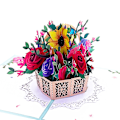 Miniatyrbild 6 av 7: Hjärtvärmande Pop Up-gratulationskort, överraskningspresent till påsk och vår, elegant blomsterkorgsillustration, perfekt för mors dag och