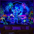 Pikkukuva 1 / 5: Tapestry UV-reaktiivinen Kasvi Meduusa Tapestry Neon Galaxy Avaruus