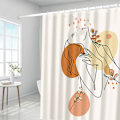 Miniatyrbild 5 av 7: 4 st duschdraperiuppsättning abstrakt kvinna boho minimalistisk
