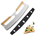Pikkukuva 3 / 5: Pizza Leikkuri, Kallistuva Malli, Puinen Kahva, Pizza Viipalointityökalu, Suojapeitteellä, Keittiötyökaluille