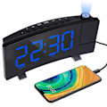 Miniatyrbild 1 av 8: Digital väckarklocka, projektionsväckarklockor för sovrum med 4