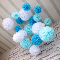 Miniatyrbild 5 av 6: Eleganta Pom Poms av Silkespapper, Handgjorda Bröllopsdekorationer För Minnesvärda Tillfällen