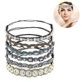 Miniatyrbillede 2 af 8: 6 stk Rhinestone Elastiske Pandebånd, Krystal Rhinestone Pandebånd