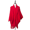 Miniatyrbillede 1 af 6: Dame Varmt Sjal Wrap Åben Front Poncho Kappe Farveblok