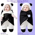 Miniatyrbild 5 av 7: Söt Panda Design Babyfilt, Andningsbar Inslagning för Nyfödda, Allergivänlig Kashmirblandning, Justerbar för 0-6 Månader, Multifunktionell i Svart