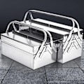 Miniatyrbillede 1 af 8: Cantilever Værktøjskasse Metal Foldbar Bærbar Autovedligeholdelse Opbevaring Organizer Rustfrit Stål 3 Lag 5 Bakker 460