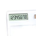 Miniatyrbillede 4 af 5: Solcelledrevet lommeregner med touchskærm, 8-cifret LCD-display, bærbar transparent lommeregner til kontor, skole og hjem, hvid