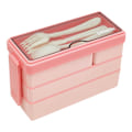 Miniatyrbild 1 av 5: Rosa Bento Box Vuxen Lunchlåda 3 Lager Stapelbar Lunchbehållare med 4 Fack för Arbete Skola Picknick