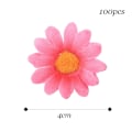 Pikkukuva 3 / 5: 100 kpl Vaaleanpunaisia 4 cm Tekokukkia Daisy Gerbera -muotoisia Hää- ja Syntymäpäiväkoristeita