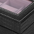 Miniatyrbild 5 av 8: 6-fack klocklåda PU-läder rektangulär armbandsur displayfodral arrangör present svart