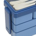 Miniatyrbilde 4 av 5: Blå Bentoboks for Voksne - Lunsjboks med 3 Lag og 4 Rom - Stablebar Matboks for Arbeid, Skole og Piknik