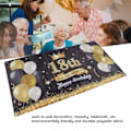 Miniatyrbillede 8 af 8: Glad 18 års fødselsdag Baggrundsort Guld 180x99cm Genanvendelig Glad Fødselsdag Dekorationer med 4 Øjer