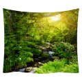 Miniatyrbilde 1 av 5: Misty Forest Tapestry Naturgrønn Trevev Tapet Landskap