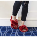 Miniatyrbillede 5 af 6: Dames Pels-Tøfler Flip Flop Åben Tå Cozy Hus Memory Foam S