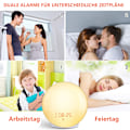 Miniatyrbild 5 av 6: Soluppgångssimuleringsklocka, Väckningslampa med Dubbla Alarm, FM-Radio, Snooze-funktion, 15 Färgade Lampor, Justerbar Ljusstyrka, Sömnhjälpsljud,