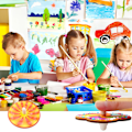 Miniatyrbild 5 av 5: 10 st/set Barn DIY Målarfärgläggning Leksaker Trä Snurrande Toppar DIY Festpresenter Utbildning Spel Gåvor