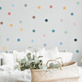 Pikkukuva 1 / 5: 240 kpl Polka Dot -seinätarroja, moniväriset sateenkaaren pisteet seinälle