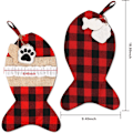 Miniatyrbillede 2 af 7: Personlige Julestrømper til Hund, Buffalo Plaid Sækkelærred Stort Knogleformet Design, Til Juletræspynt, Behagelig at Røre Ved