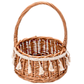 Pikkukuva 1 / 5: Rattan-kukkatikkari, Käsintehty Rustic-kukkien säilytyskori, Kukkakori (kahvalla) Koti- ja Hääjuhla-koristeluun