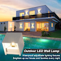 Miniatyrbild 3 av 5: Dimbar Vägglampa med Justerbar Vinkelbelysning, Energieffektiv LED för Uteplats Villa Balkong Trädgård Utomhus Inomhusbruk