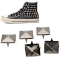 Miniatyrbilde 3 av 5: 100 stk Kvadratiske Pyramid Punk Nitter 4 Klo Metal Studer for Armbånd Klær Sko Håndveske Svart 10mm
