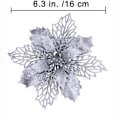 Miniatyrbild 2 av 6: Glittrande Julgransdekorationer, Julstjärna Konstgjord Blomma Med Silverglitterpulver För Festlig Dekor