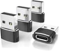 Pikkukuva 1 / 5: 4 kpl USB C Naaras - USB A Uros -sovitin, Type C -virtalaturikaapeli