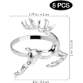 Miniatyrbild 6 av 7: Elegant Silver Deer Servettringar Set För Säsongsbetonad Bordsdekoration, Kompletta Bordskollektioner, 6 Delar Galvaniserade Metall Servetthållare För